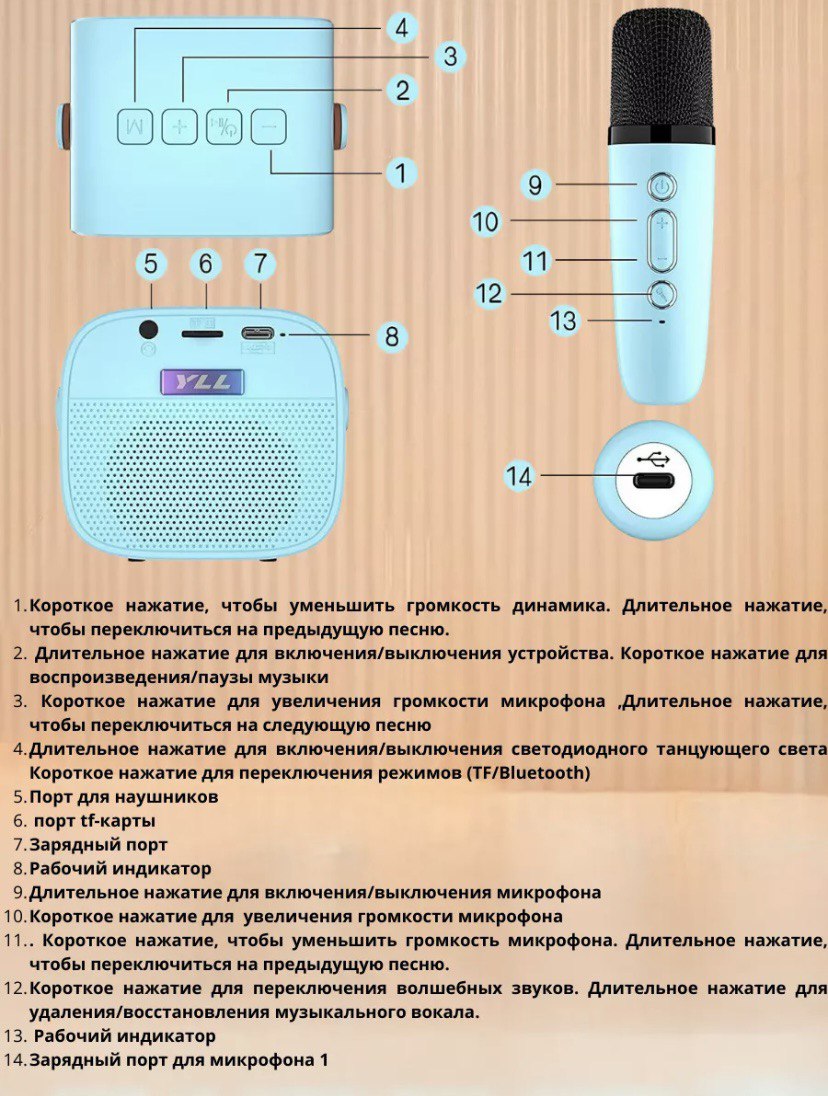 Купить Микрофон караоке беспроводной с портативной колонкой в Украине.  Самая низкая цена на Микрофон караоке беспроводной с портативной колонкой