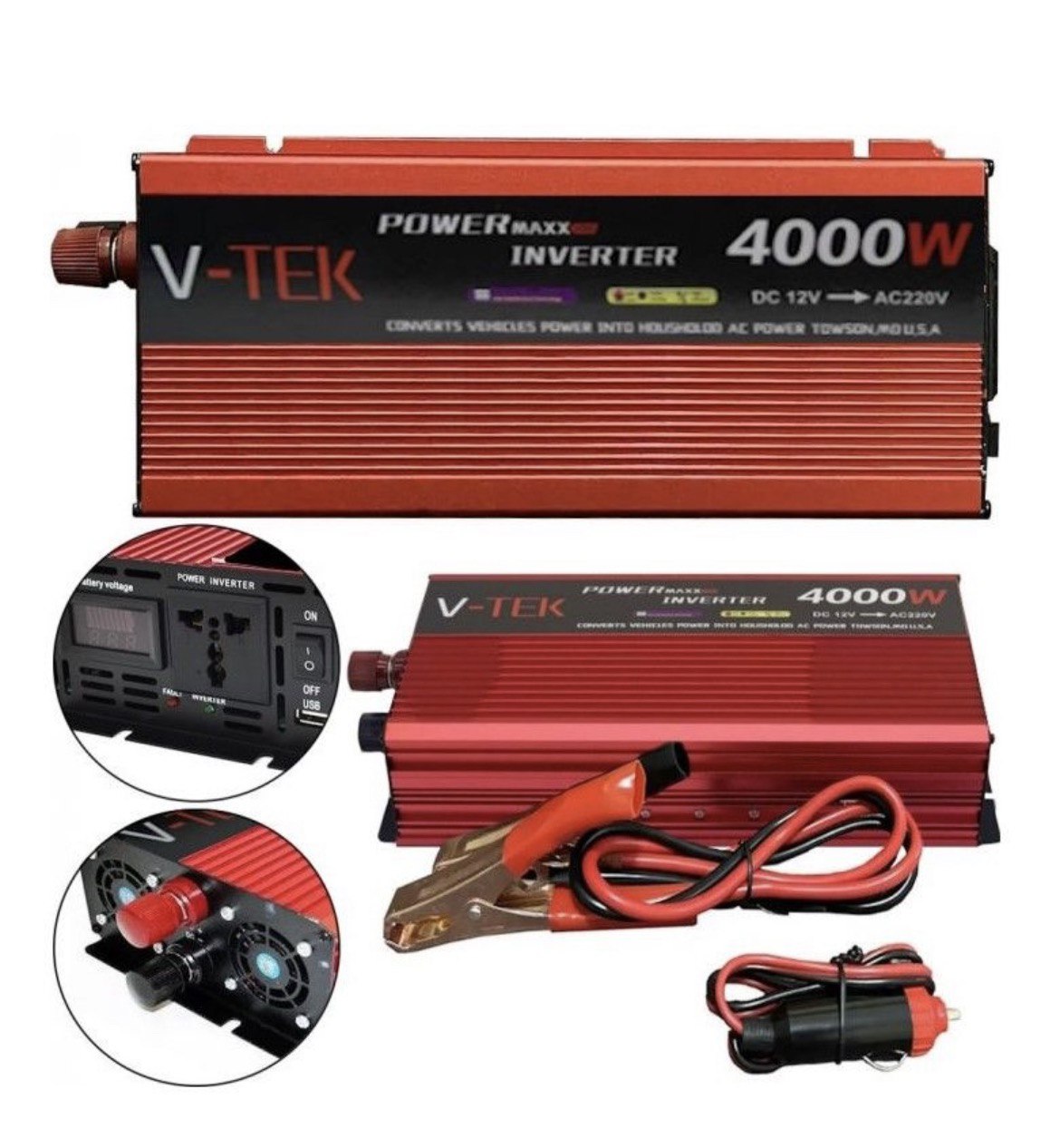 Преобразователь-инвертор НЕ ЧИСТАЯ СИНУСОИДА V-Tek DC/AC SSK-4000W 12V USB П